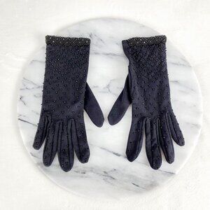 Vintage by Style Rite Black Beaded‎ Gloves